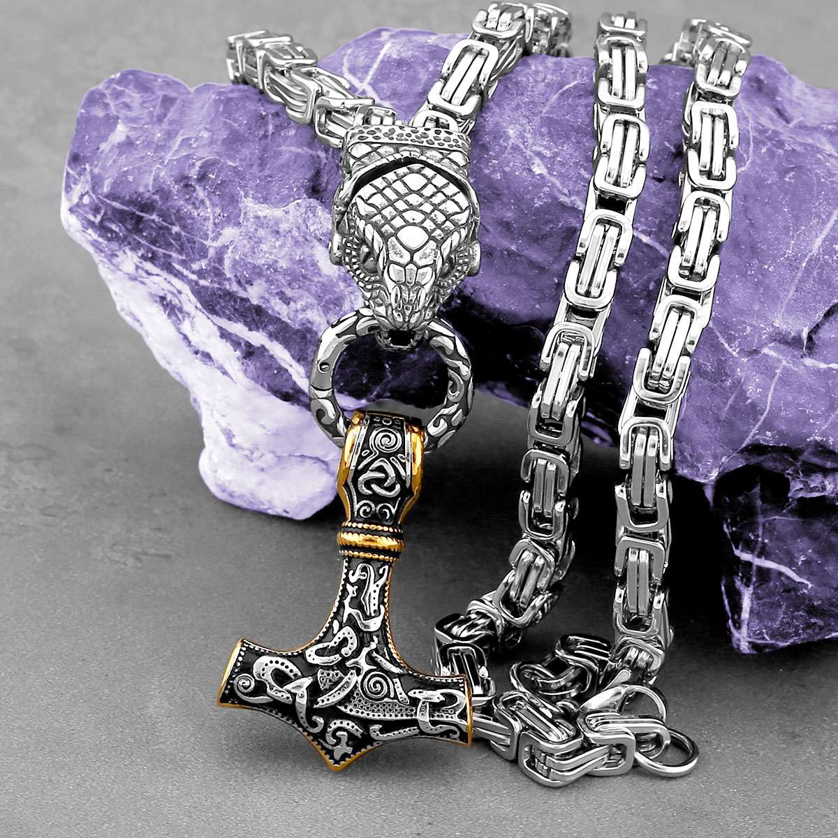 Battle Rope Anchor - Collar nórdico con cabeza de serpiente